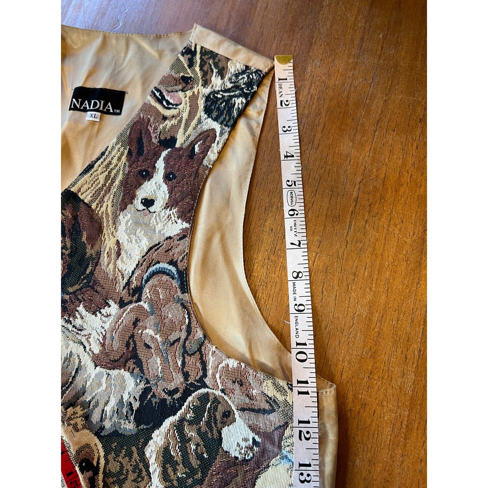 Nadia Vintage Dog Breed Tapestry Vest XL Brown Tan Corgi Retriever Cottagecore - Picture 6 of 6